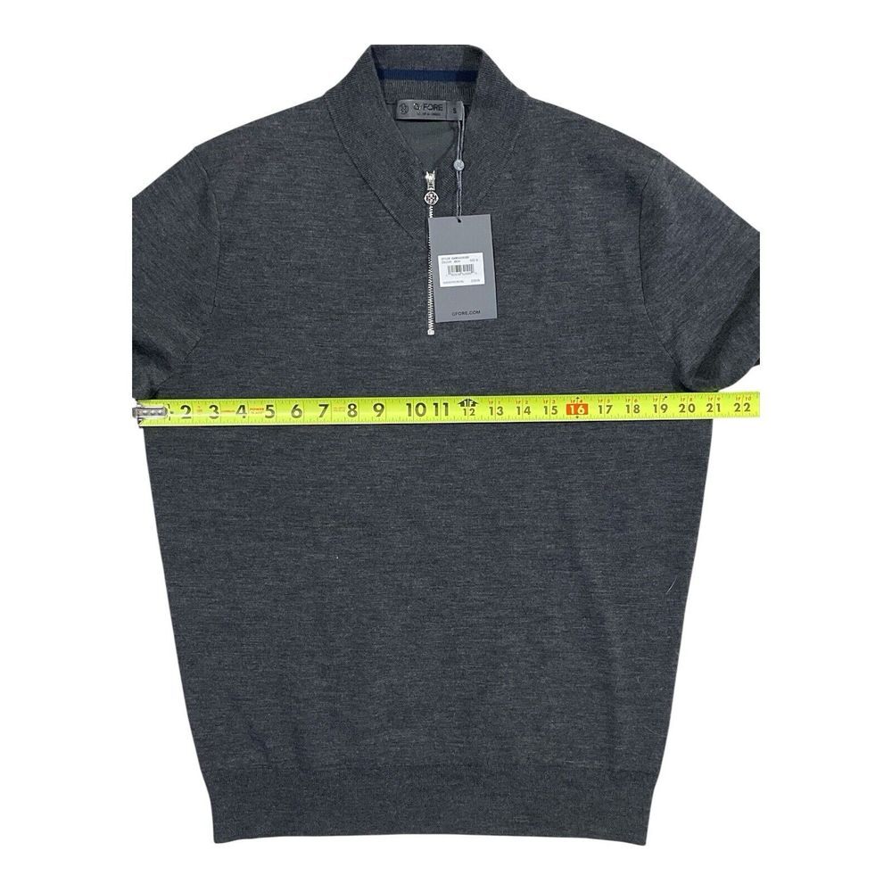 G/Fore G4 Golf Sweater‎ Sleeve Logo 1/4 Zip Small Charcoal Wool NWT MSRP $255 - Picture 2 of 6